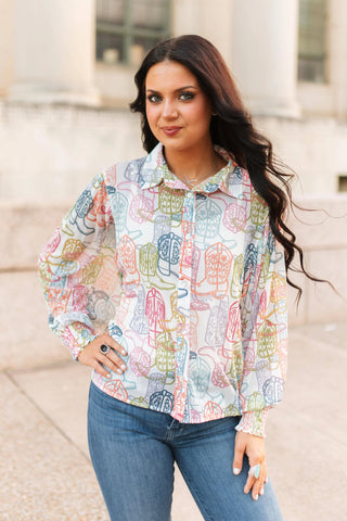 Multi Colored Boot Blouse