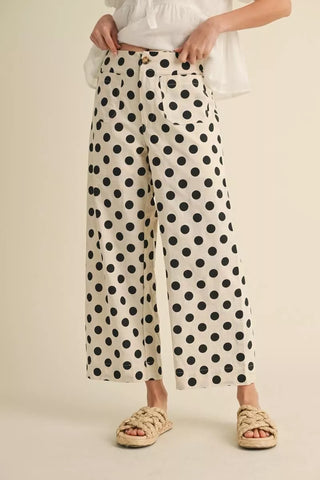 Black and White Polka Dot Wide Leg Pants