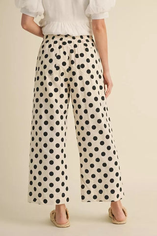 Black and White Polka Dot Wide Leg Pants