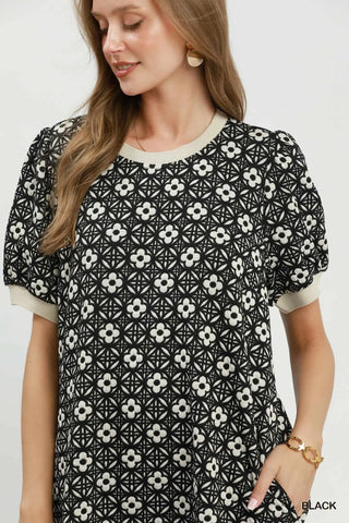 Midnight Daisy Jacquard Dress