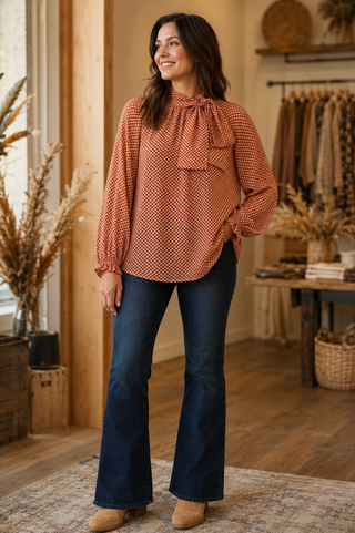 Red Clay Bow Blouse