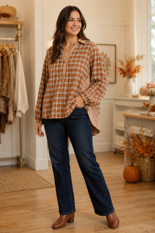 Maple Mornings Plaid Top