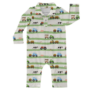 Long Sleeve Romper Farm Stripes