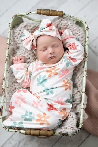 Infant Girls Flower Power Baby Gown And Headband