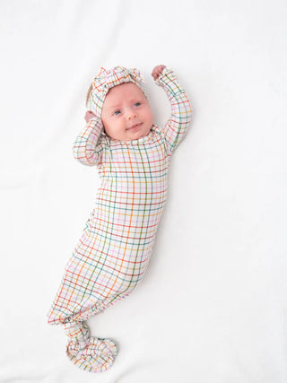 AJ Plaid Knotted Infant Gown
