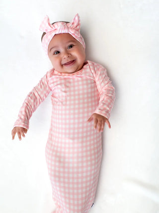 Pink Gingham Knotted Gown