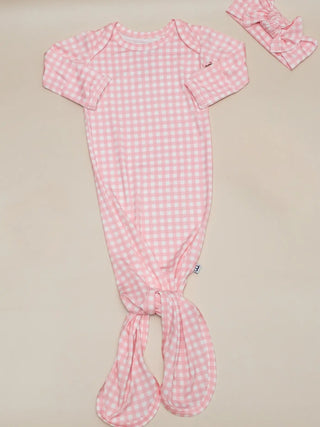 Pink Gingham Knotted Gown