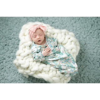 Infant Green and White Animal Duck Gown and Hat Set