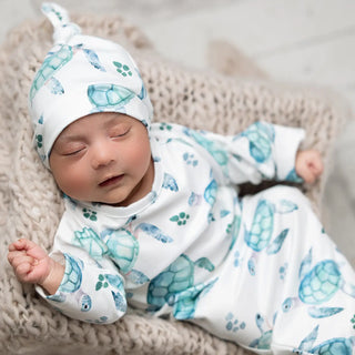 Infant Sea Turtles Baby Gown and Hat Set