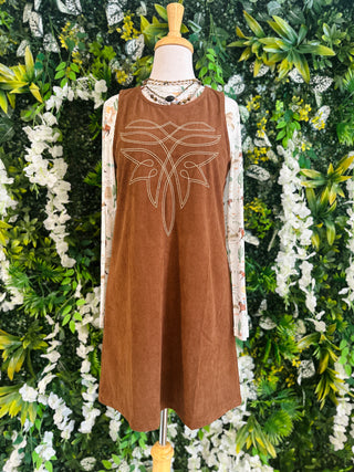 Brown Front Stitch Dress