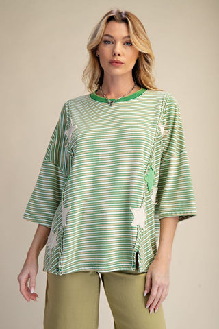 STRIPED STAR PATCH DETAILING WASHED TOP
